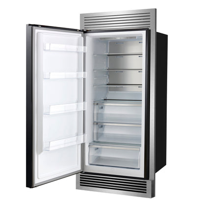 Forno Maderno 28" Built-In Convertible Refrigerator in Black, 13.6 cu.ft. Left Swing with Decorative Grill - 32" Wide