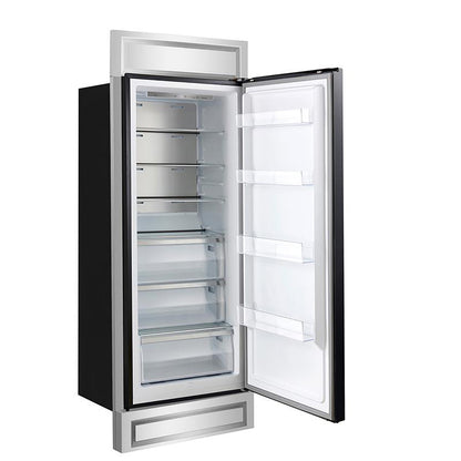 Forno Maderno 28-Inch Built-In Convertible Refrigerator in Black with Antique Brass Handle, 13.6 cu.ft. Right Swing with Decorative Grill - 32-Inch Wide