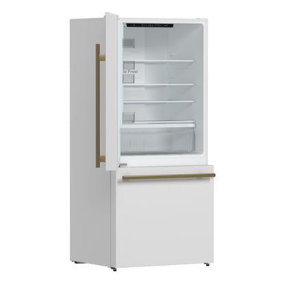 Forno Milano Espresso 31-Inch White Bottom Freezer Refrigerator, 17.2 Cu. Ft., Energy-Efficient, No Frost, Built-In Ice Maker