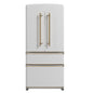 Forno Luigi 33-Inch French Door Refrigerator, 18 cu.ft, White Finish, Antique Brass Handles, ENERGY STAR Certified