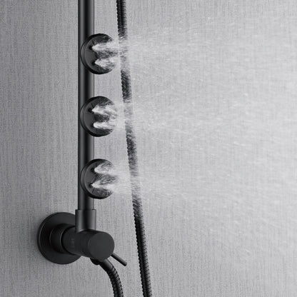 Forno Acqua AcquaSPA Retrofit Shower, Overhead Rainfall, 8 Inch Shower Head, Handheld Shower Head, Body Jets, 6 Way Diverter, Matte Black Finish, 1.8 GPM Flow Rate