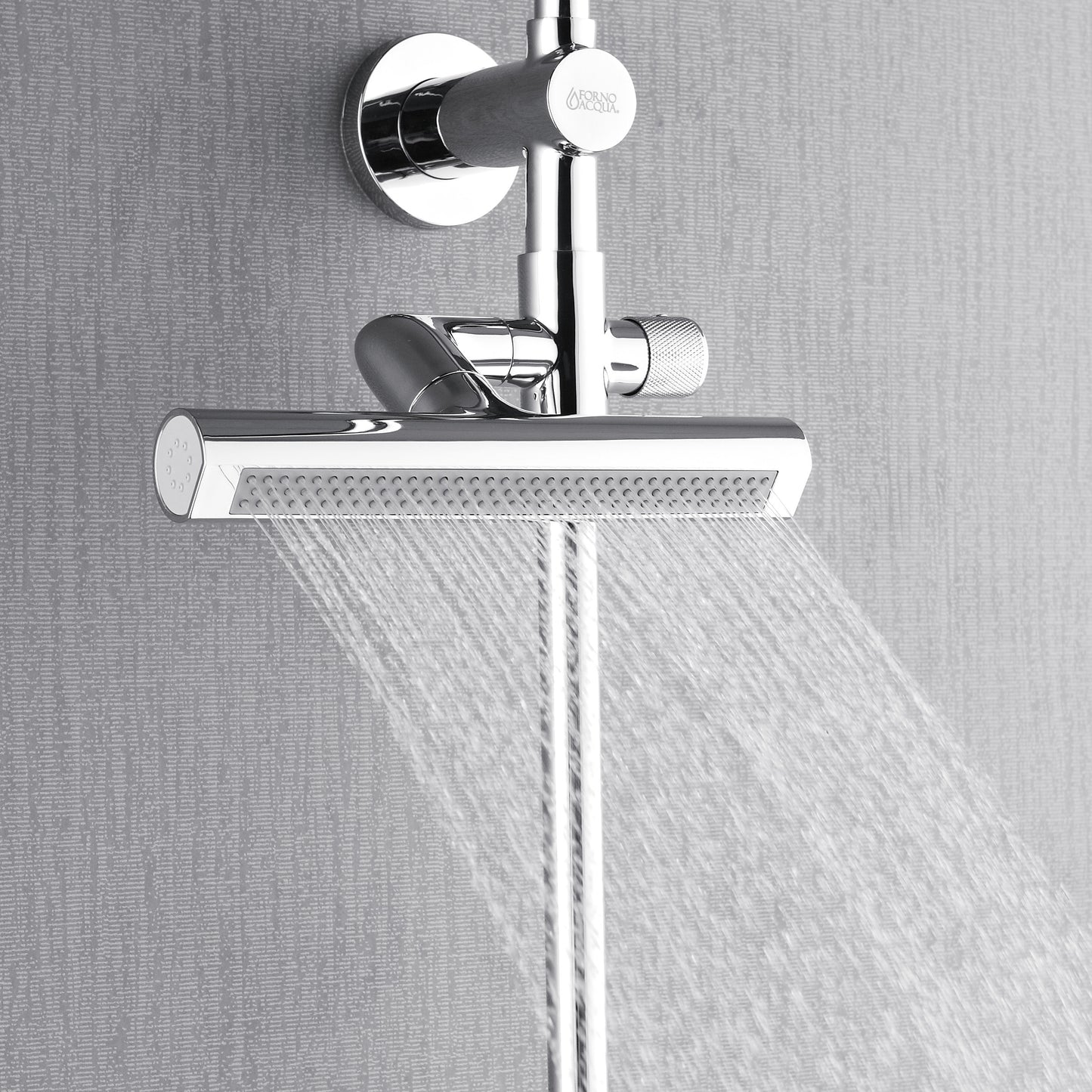 Forno Acqua AcquaFALL Shower, Polished Stainless Steel Finish, Overhead Rainfall Shower, Handheld Shower Head, Body Jets, 1.8 GPM Flow Rate
