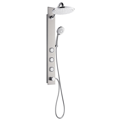 Forno Acqua AcquaSpa Shower Panel with SensoTemp, Stainless Steel, Overhead Rainfall Shower, Handheld Shower Head, Body Jets, 2.5 GPM Flow Rate