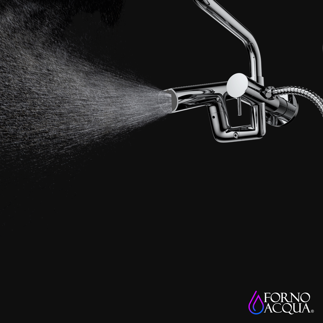 Forno Acqua AcquaFALL Mini 8 Inch Shower Head, Polished Stainless Steel Finish, Overhead Rainfall Shower, Handheld Shower Head, Body Jets, 1.8 GPM Flow Rate