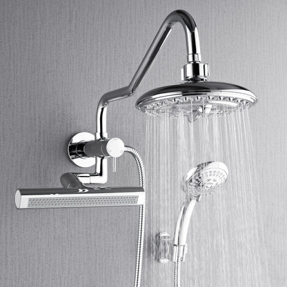 Forno Acqua AcquaFALL Mini 8 Inch Shower Head, Polished Stainless Steel Finish, Overhead Rainfall Shower, Handheld Shower Head, Body Jets, 1.8 GPM Flow Rate