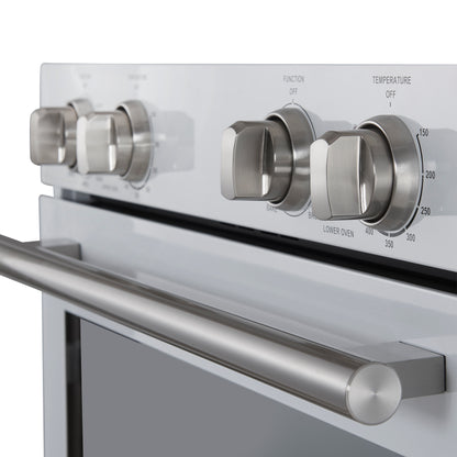 Forno Vomero 30-Inch Double Wall Oven, White, 10 cu.ft Total Capacity, 7100W Convection, Mechanical Controls, Manuel Steam Clean