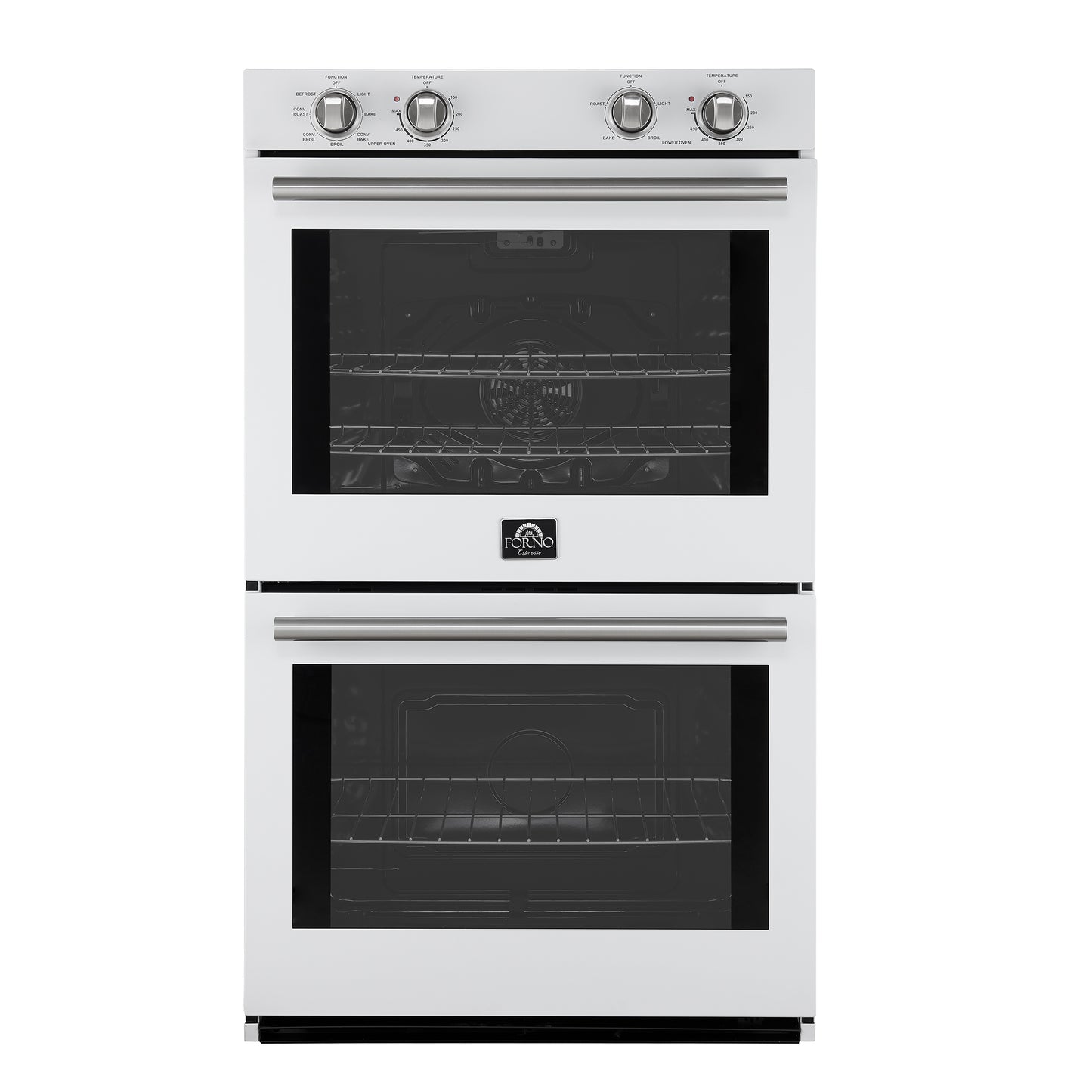 Forno Vomero 30-Inch Double Wall Oven, White, 10 cu.ft Total Capacity, 7100W Convection, Mechanical Controls, Manuel Steam Clean