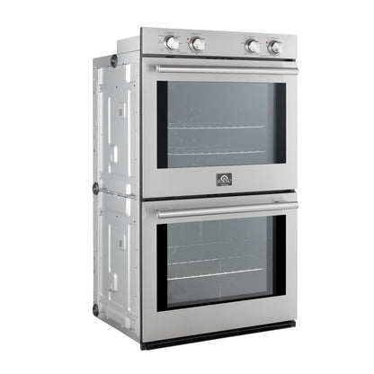 Forno Vomero 30-Inch Double Wall Oven, Stainless Steel, 10 cu.ft Total Capacity, 7100W Convection, Mechanical Controls, Self-Cleaning Function