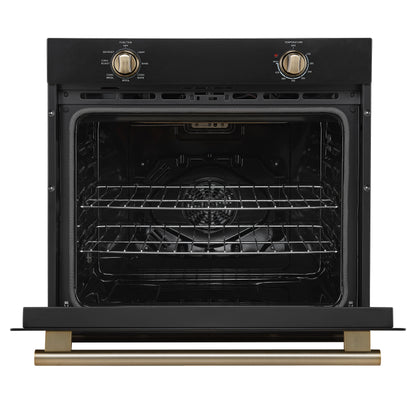 Forno Vomero 30-Inch Wall Oven, Black, 5 cu.ft Capacity, 3550 Watts Convection, Mechanical Controls, Manuel Steam Clean