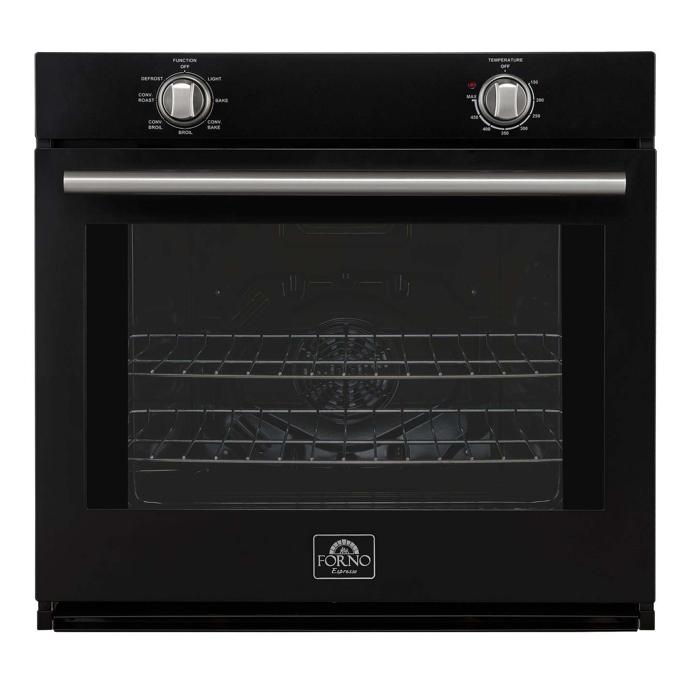 Forno Vomero 30-Inch Wall Oven, Black, 5 cu.ft Capacity, 3550 Watts Convection, Mechanical Controls, Manuel Steam Clean