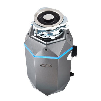 FORNO ACQUA BrightDIAMOND Black Onyx 3/4HP Super Quiet Garbage Disposal Corded with Motion Sensor Cabinet Light & Pre-Wired Air Switch