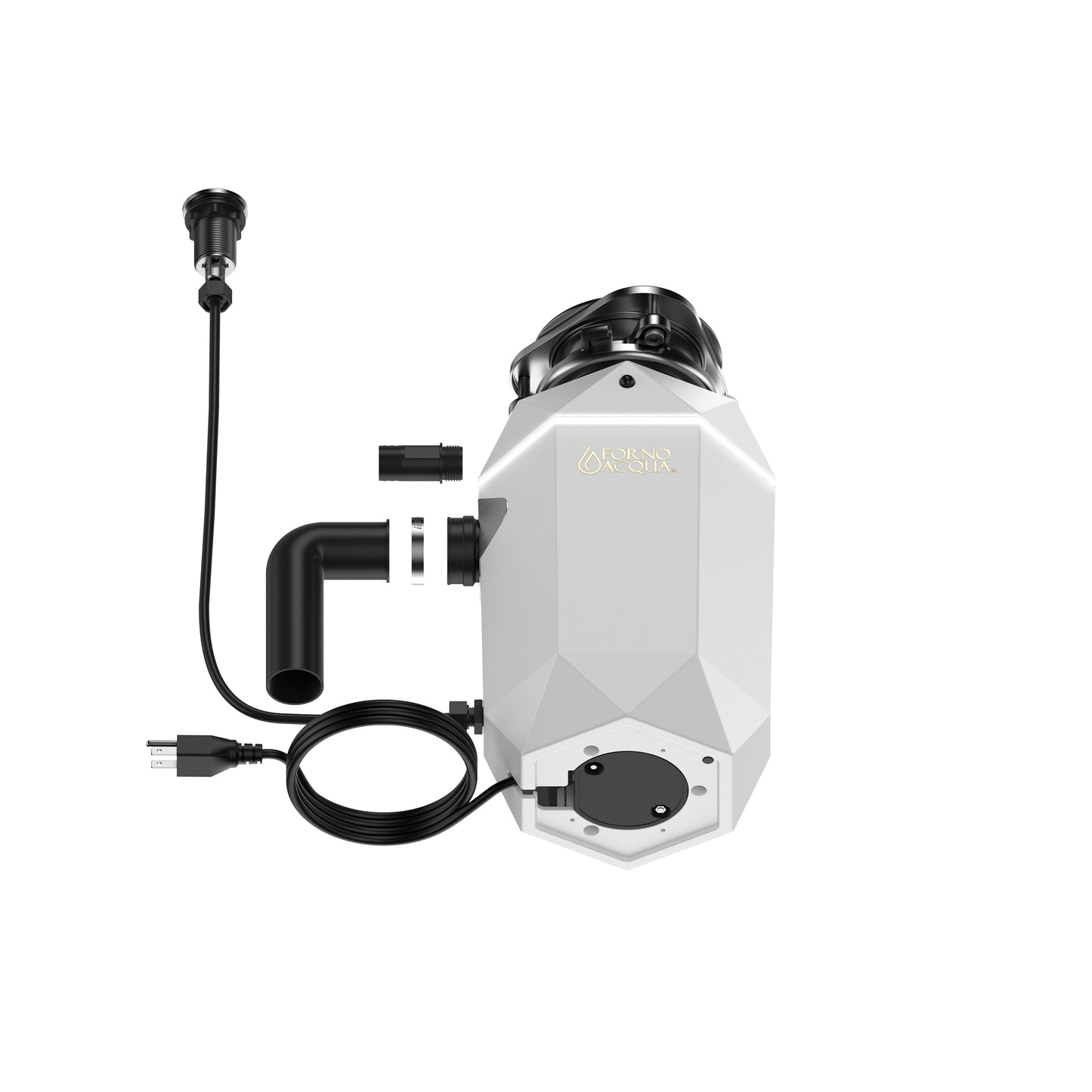 FORNO ACQUA BrightDIAMOND Moonstone 1HP Super Quiet Garbage Disposal Corded with Motion Sensor Cabinet Light & Pre-Wired Air Switch