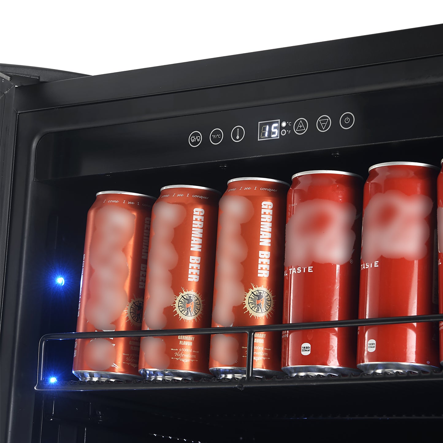 Avellina 48-in, 31.8 cu.ft. triple zone side-by-side Wine/Beverage cooler, 427 cans & 94 Wine bottles, Blue LED lights