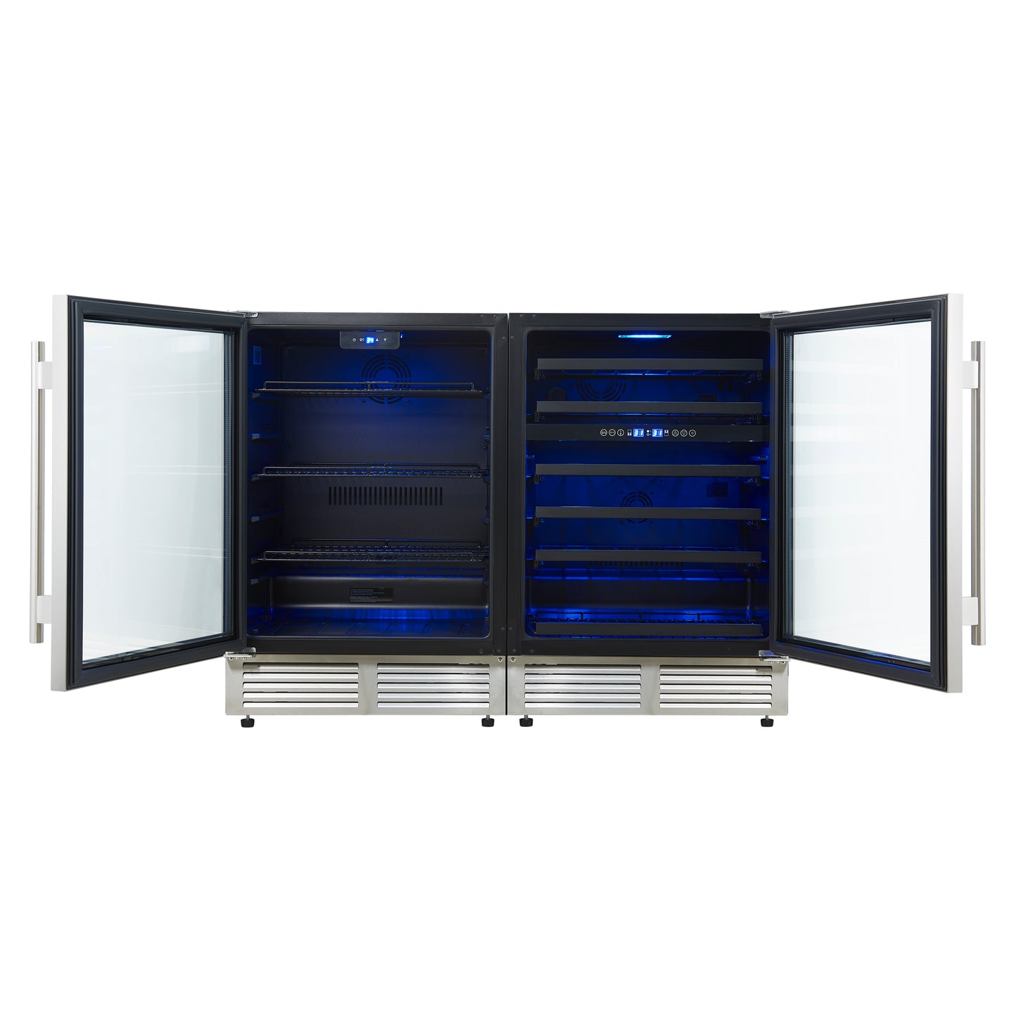 Gemello 48 Inch Side-by-Side Wine and Beverage Cooler in Stainless Steel, French Door, 9.6 cu. ft.