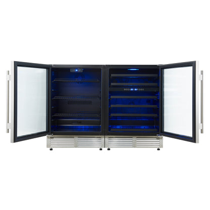 Gemello 48 Inch Side-by-Side Wine and Beverage Cooler in Stainless Steel, French Door, 9.6 cu. ft.